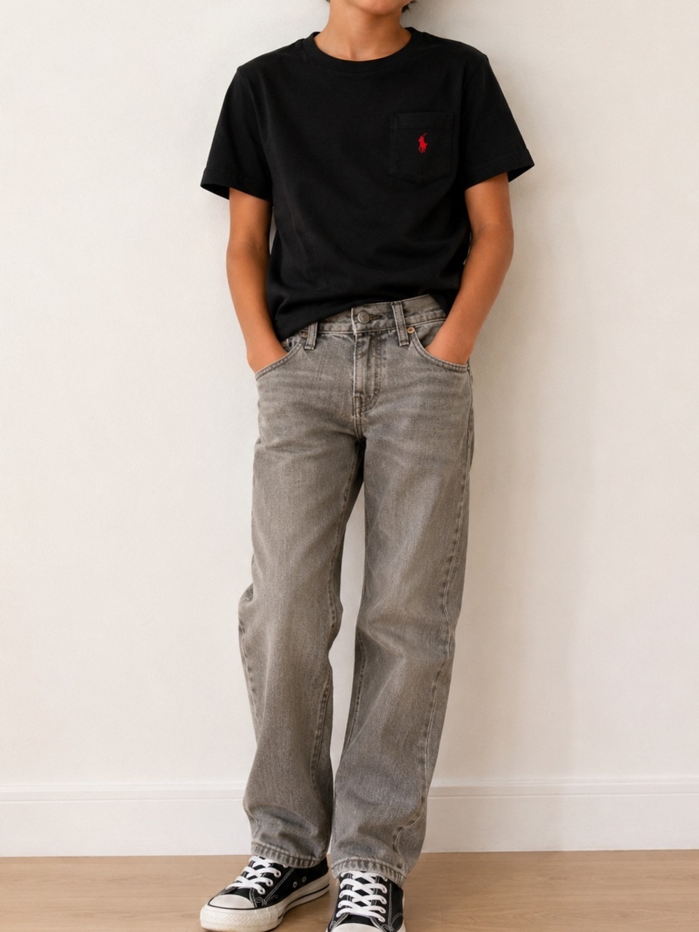 Polo Ralph Lauren Kids Gray Straight Leg Jeans Black Label Classic Denim Pants